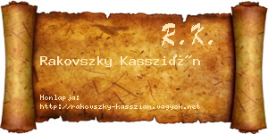 Rakovszky Kasszián névjegykártya